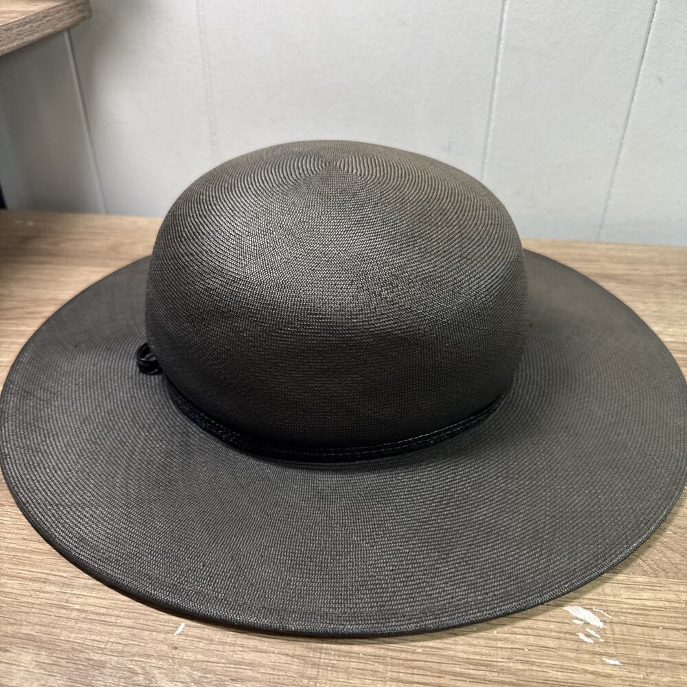 Vintage Frank Olive Straw Hat for Saks Fifth Avenue Elegant Classic - Picture 4 of 10